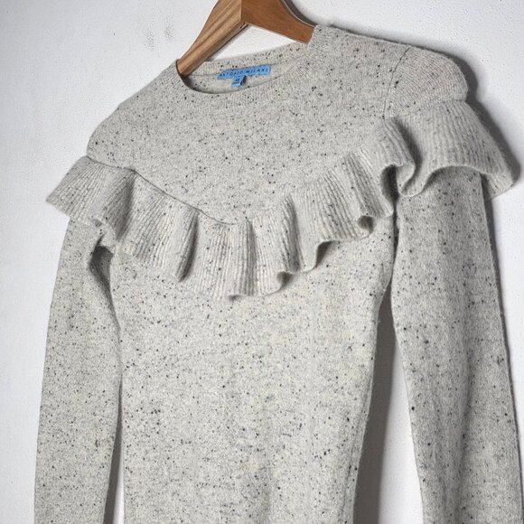 Antonio Melani 100% Cashmere Gray Ruffle Long Sleeve Sweater Women's XS - Picture 3 of 6